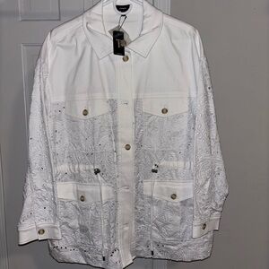 Express White Jacket with Gold Buttons